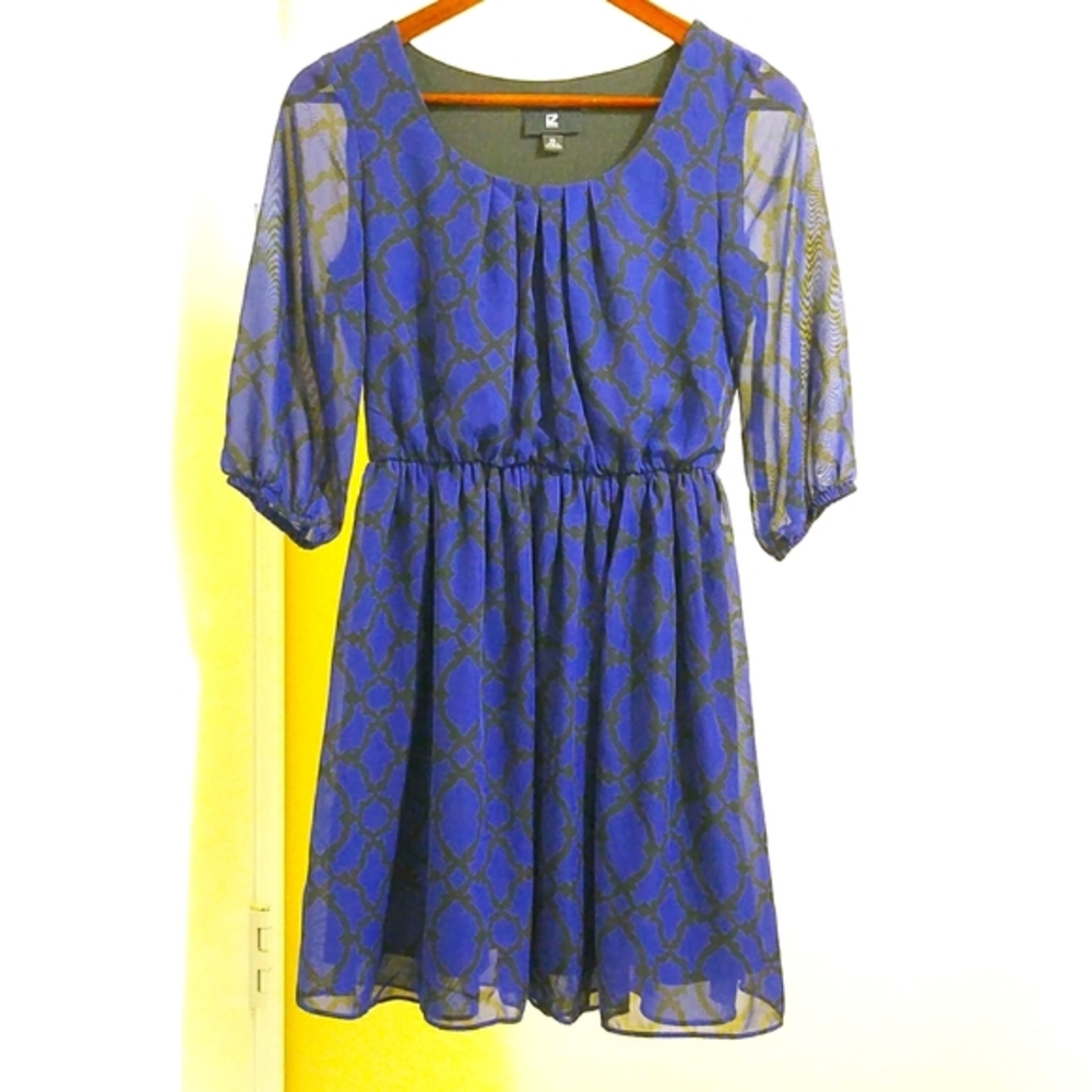 Shift Mini Dress‎ with Chiffon Overlay - Sz XS